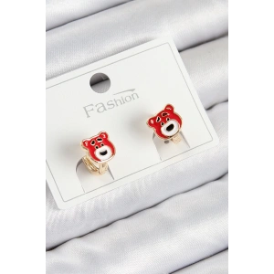 Pirinç Ayıcık Model Gold Renk Çocuk Küpe