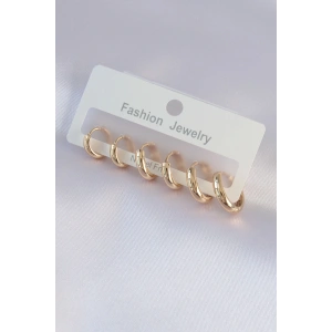 Pirinç Gold Renk Oval Küpe Seti