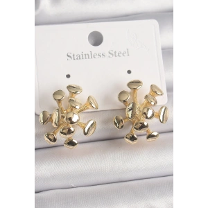 Pirinç Gold Renk Virüs Figür Model Kadın Küpe