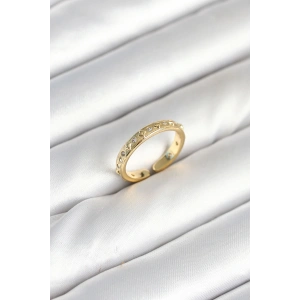 Pirinç Gold Renk Zirkon Taşlı Kadın Yüzük