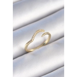 Pirinç Gold Renk Zirkon Taşlı Kadın Yüzük
