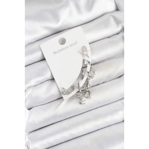 Pirinç Gümüş Renk Set Küpe