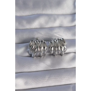 Pirinç Gümüş Renk Tırtıklı Bombe Model Küpe