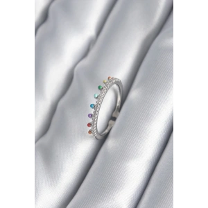 Pirinç Gümüş Renk Zirkon Taş Detay Kadın Yüzük