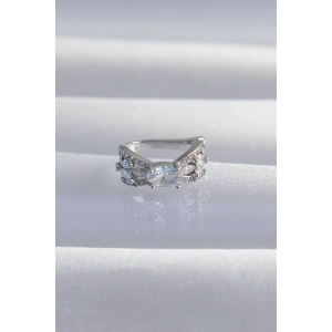 Pirinç Gümüş Renk Zirkon Taş Kaplama Earcuff Küpe