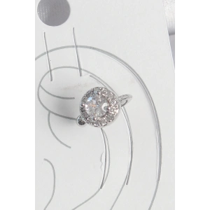 Pirinç Gümüş Renk Zirkon Taşlı Kadın Kıkırdak Model Küpe