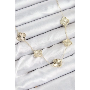 Pirinç VIP Yonca Model Gold Renk Kadın Kolye