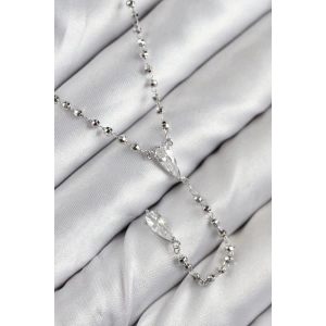 Pirinç Zirkon Taşlı Gümüş Renk Kadın Y Kolye