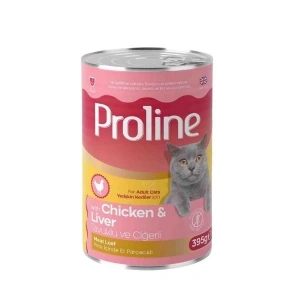 Proline Pate İçinde Et Parçacıklı Tavuklu ve Ciğerli Yetişkin Konserve Kedi Maması 1 Adet 395 Gr
