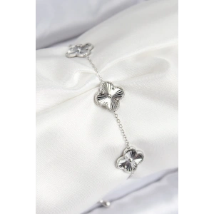 VIP Pirinç Yonca Model Gümüş Renk Kadın Bileklik