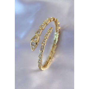 VIP Seri Yılan Model Gold Renk Kadın Kelepçe Bileklik