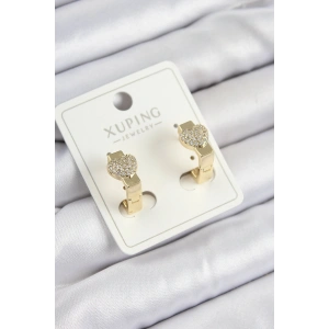 Xuping Zirkon Taşlı Kalp Model Gold Renk Kadın Küpe