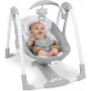 Ingenuity ConvertMe 2si 1 Arada Kompakt Taşınabilir Otomatik Bebek Salıncağı ve Bebek Koltuğu, Pil Tasarrufu Sağlayan Titreşimler, Doğa Sesleri, 0-9 Ay 3-9 kg (Swell)