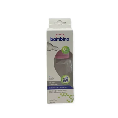 Bambino Altı Köşe Cam Biberon 150 ml - Pembe