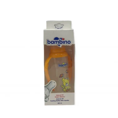 Bambino Natural PP Kulplu Biberon 250 ml - Turuncu
