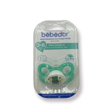 Bebedor Geniş Yüzeyli Damaklı Silikon Emzik (No.1) 0-3 Ay - Mavi