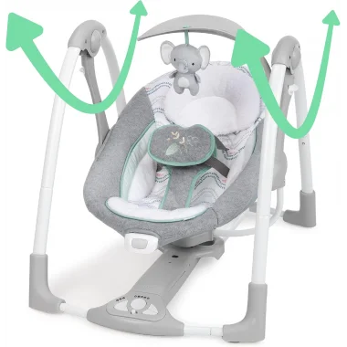 Ingenuity ConvertMe 2si 1 Arada Kompakt Taşınabilir Otomatik Bebek Salıncağı ve Bebek Koltuğu, Pil Tasarrufu Sağlayan Titreşimler, Doğa Sesleri, 0-9 Ay 3-9 kg (Swell)