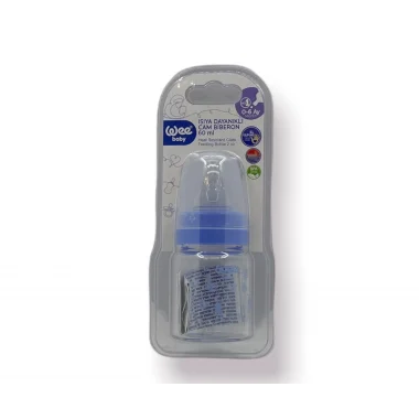 Wee Baby Isıya Dayanıklı Cam Biberon 60 ml - Mavi