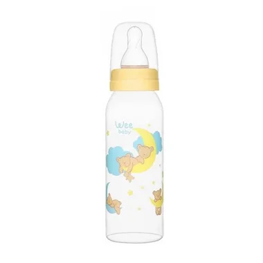 Wee Baby Silikon Uçlu Desenli PP Biberon 250 ml - Sarı