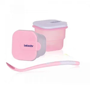 Bebedor 2li Mama Saklama Kabı & Kaşık - Pembe
