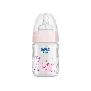 Wee Baby Klasik Geniş Ağızlı Isıya Dayanıklı Cam Biberon 120 ML - Pembe