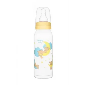 Wee Baby Silikon Uçlu Desenli PP Biberon 250 ml - Sarı