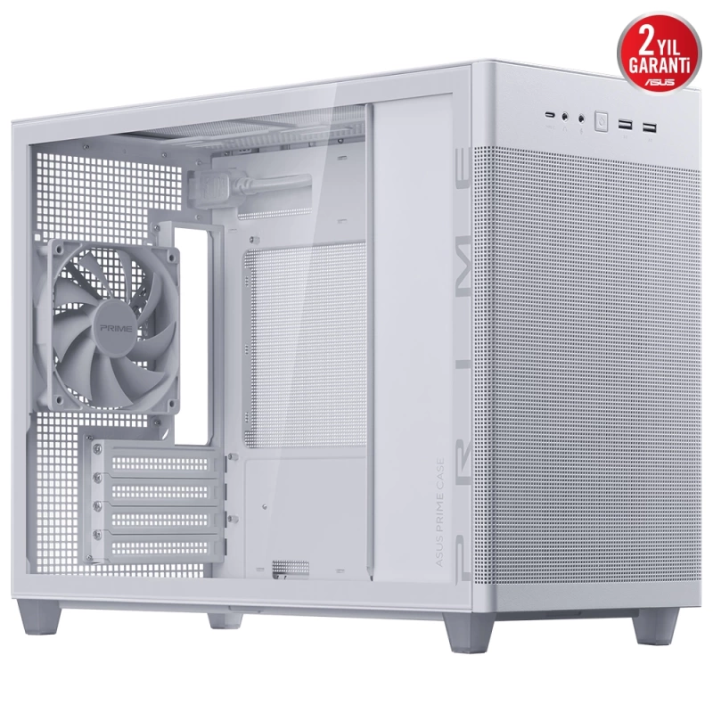 ASUS PRIME AP201 BEYAZ MICRO ATX TEMPERLİ CAM ALET GEREKTİRMEYEN YAN PANELLER VE TOZ FİLTRELİ IZGARAYA SAHİP 360 MM SOĞUTUCU 338 MM UZUNLUĞA KADAR EKRAN KARTI VE STANDART ATX PSU D...