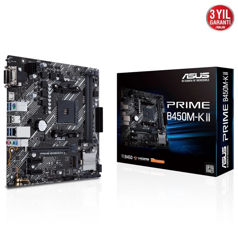 ASUS PRIME B450M-K II 4400MHz OC DDR4 SOKET AM4 D-Sub DVI-D HDMI M.2 mATX Anakart