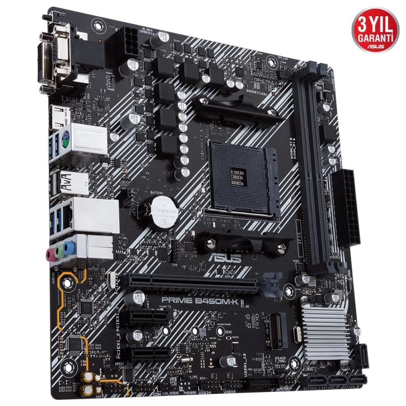 ASUS PRIME B450M-K II 4400MHz OC DDR4 SOKET AM4 D-Sub DVI-D HDMI M.2 mATX Anakart