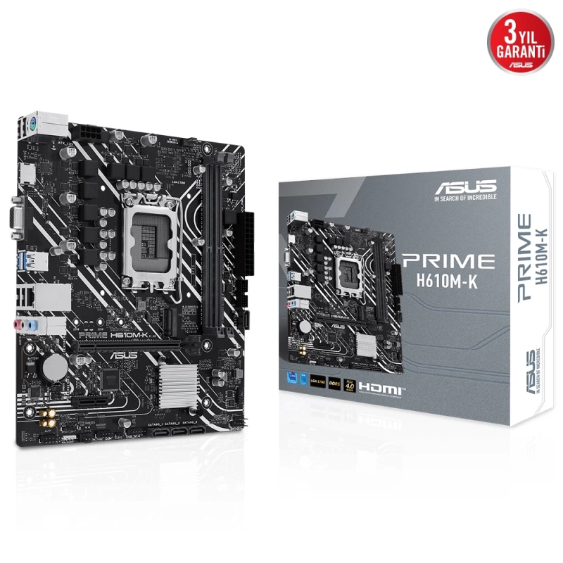 ASUS PRIME H610M-K 5600MHz DDR5 Soket 1700 M.2 HDMI VGA mATX Anakart