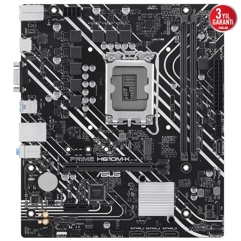 ASUS PRIME H610M-K 5600MHz DDR5 Soket 1700 M.2 HDMI VGA mATX Anakart