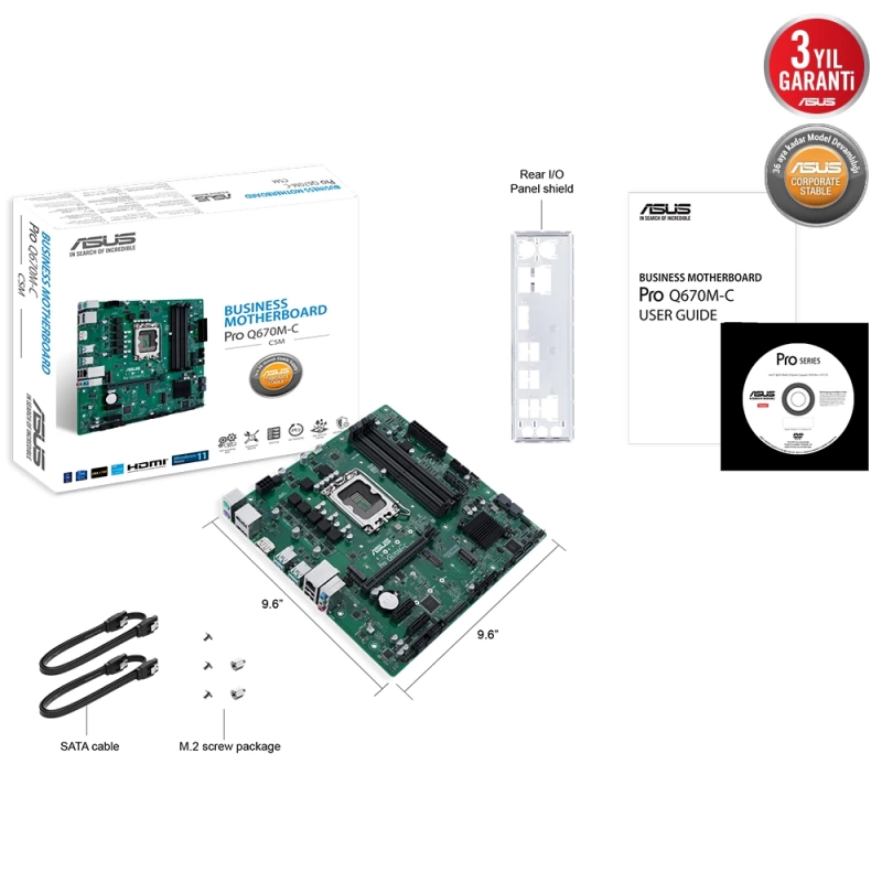 ASUS PRO Q670M-C-CSM INTEL Q690 LGA1700 DDR5 4800 2XDP HDMI ÇİFT M2 USB3.2 TPM MATX INTEL VPRO DESTEĞİ ASUS CONTROL CENTER EXPRESS HEDİYELİASUS PRO Q670M-C-CSM Intel Q670 LGA1700 D...