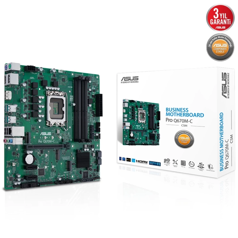 ASUS PRO Q670M-C-CSM INTEL Q690 LGA1700 DDR5 4800 2XDP HDMI ÇİFT M2 USB3.2 TPM MATX INTEL VPRO DESTEĞİ ASUS CONTROL CENTER EXPRESS HEDİYELİASUS PRO Q670M-C-CSM Intel Q670 LGA1700 D...