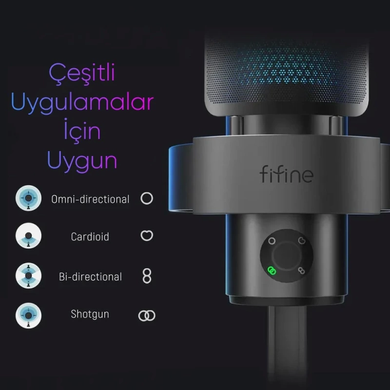 Fifine Ampligame A9 USB Youtube Tiktok Twitch Profesyonel Oyuncu Yayıncı Bilgisayar Mikrofon