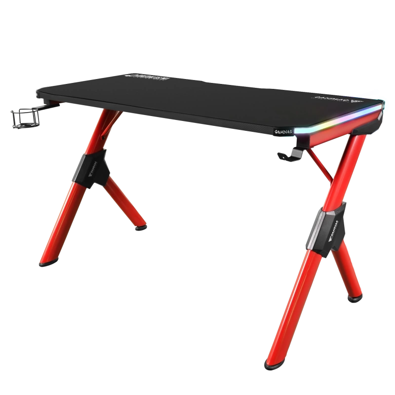 GAMDIAS DAEDALUS M1 150x66x75 Suya Dayanıklı Kumandalı RGB Kanallı Oyuncu Masası Siyah/Kırmızı