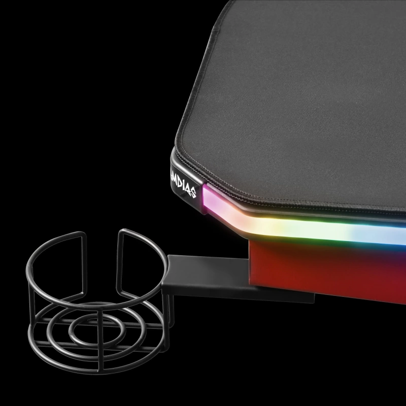 GAMDIAS DAEDALUS M1 150x66x75 Suya Dayanıklı Kumandalı RGB Kanallı Oyuncu Masası Siyah/Kırmızı