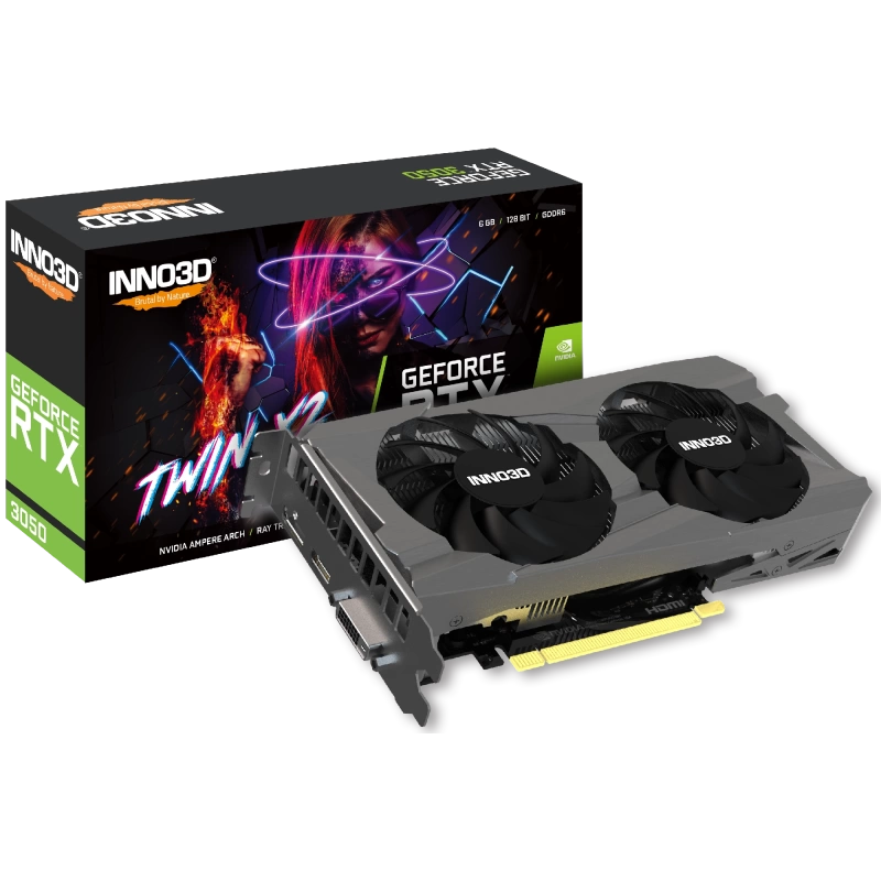 INNO3D GeForce RTX 3050 Twin X2 V2 6GB 96Bit GDDR6 Nvidia Ekran Kartı N30502-06D6-1880VA60