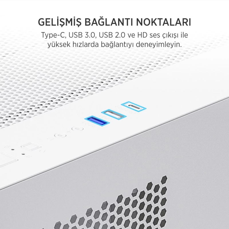 James Donkey Stark S700 3xARGB Temperli Cam mATX Beyaz Gaming (Oyuncu) Kasa