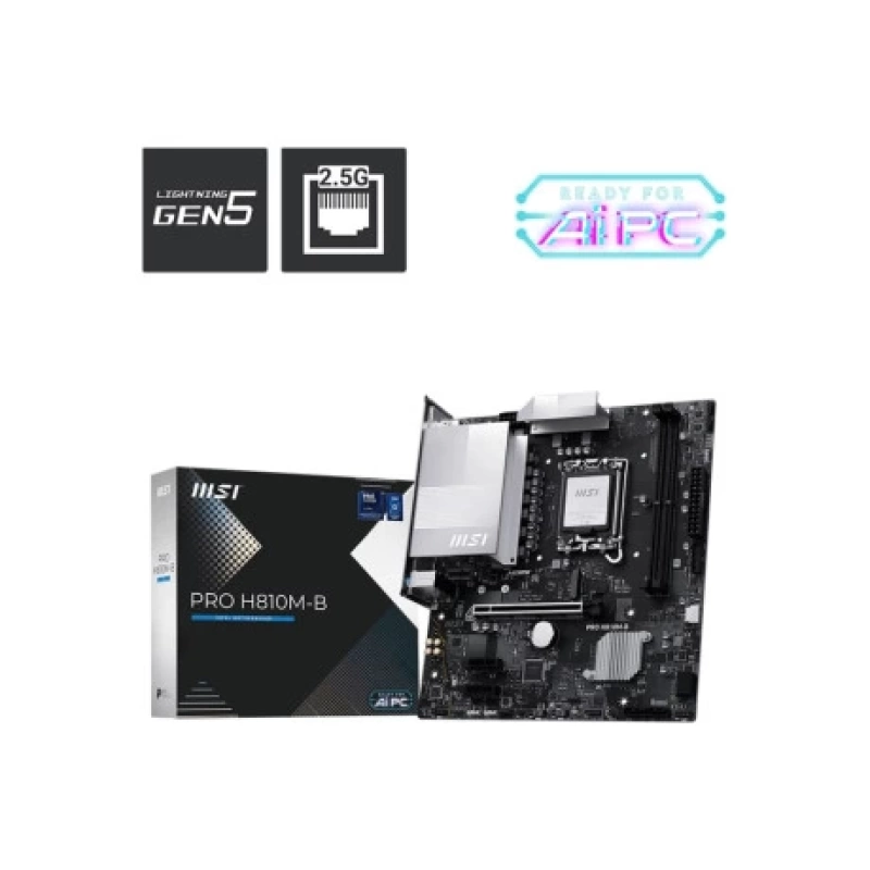 MSI PRO H810M-B SOKET 1851 DDR5 6500 MHZ(OC)  1XM.2 USB 10GBPS HDMI DP 2.5G LAN MATX