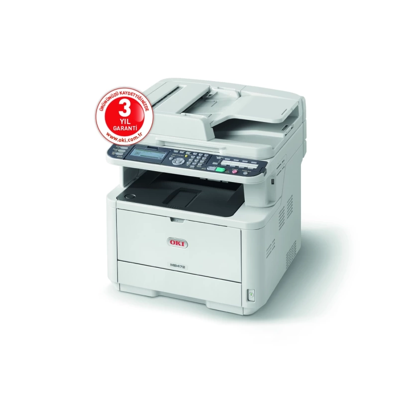 OKI 45762102 MB472DNW A4 ÇOK FONKSİYONLU SİYAH LAZER YAZICI/ TARAYICI/FOT./FAX 33ppm