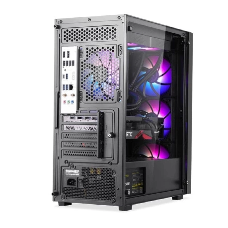 SEGOTEP Axe 5 Siyah Midi Tower Mesh Kasa (Rainbow Fan)