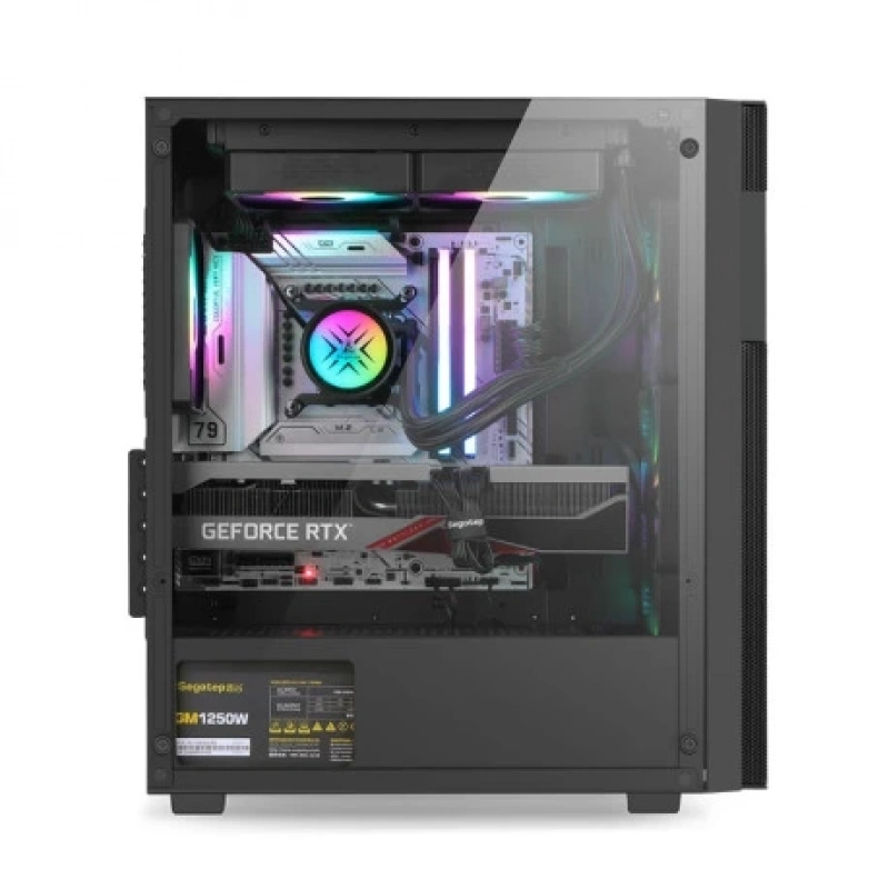 SEGOTEP Axe 5 Siyah Midi Tower Mesh Kasa (Rainbow Fan)