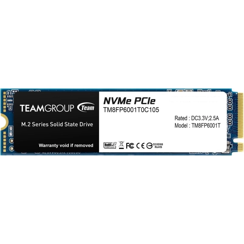 Team MP33 256GB 1600/1000MB/s NVMe PCIe Gen3x4 M.2 SSD Disk (TM8FP6256G0C101)