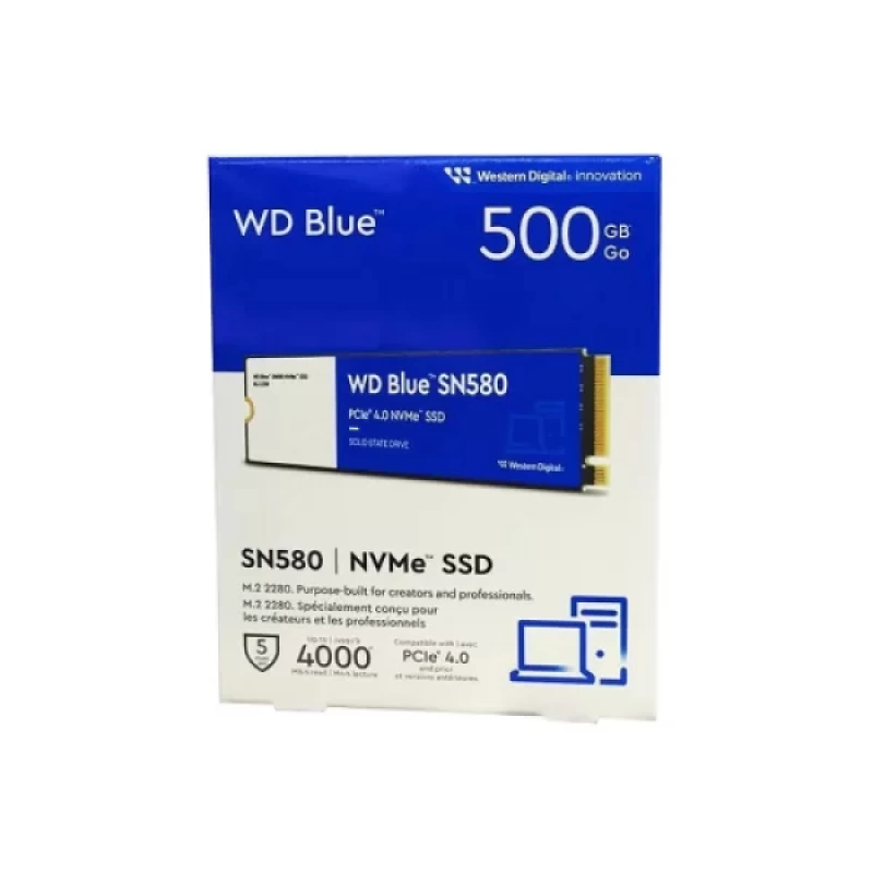 WD Blue SN580 500GB PCIe Gen4x4 4000MB/3600MB M.2 SSD (WDS500G3B0E)