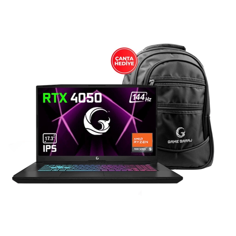 GG Slayer R5XL-4050 C2 AMD Ryzen 5 7535HS 32GB 1TB RTX4050 17.3 Full HD IPS 144Hz FreeDOS Gaming Notebook + Çanta