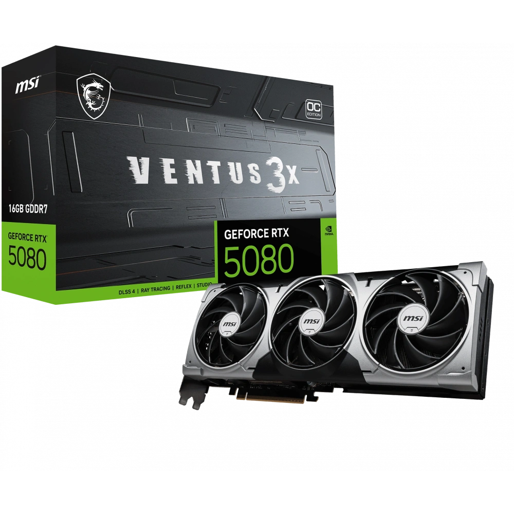 MSI VGA GEFORCE RTX 5080 16G VENTUS 3X OC RTX5080 16GB GDRR7 256 B DX12 PCIE 5.0 X16 (3XDP 1XHDMI)