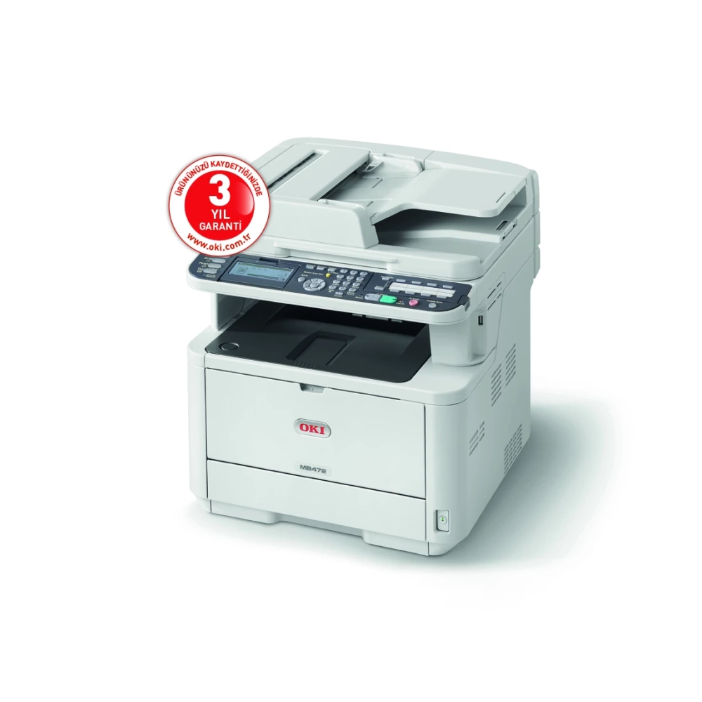 OKI 45762102 MB472DNW A4 ÇOK FONKSİYONLU SİYAH LAZER YAZICI/ TARAYICI/FOT./FAX 33ppm