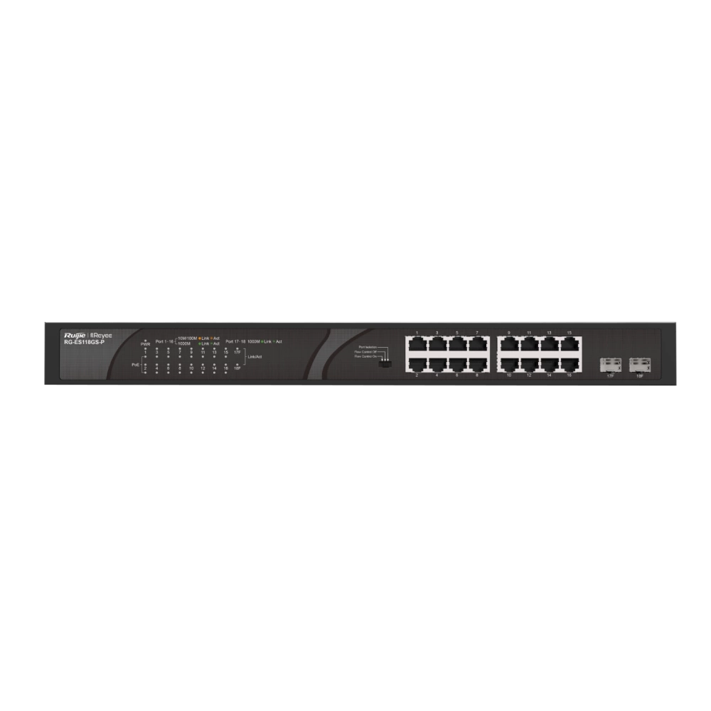 RUİJİE-REYEE RG-ES118GS-P 16XGE 2XGE F.GİGABİT 247W POE SWİTCH