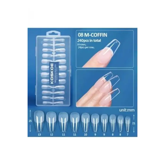 08 M Coffin Model Jel Tips Tırnak