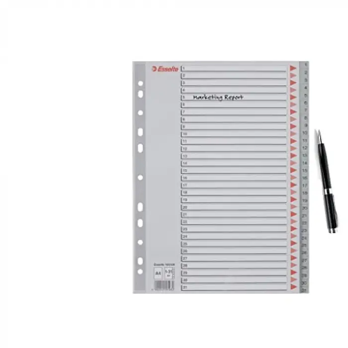 1-31 Rakamlı Separatör, A4, Gri, 100108